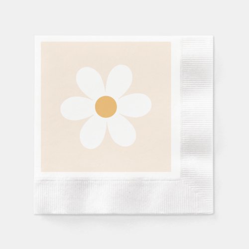 Retro daisy cream boho napkins