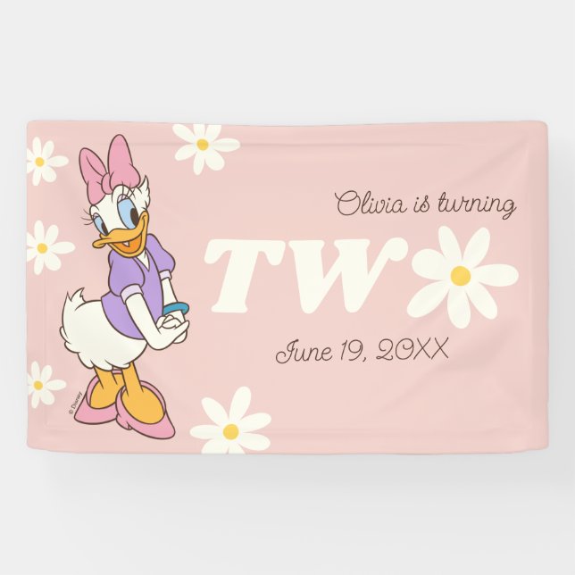 Retro Daisy Duck | Daisy 2nd Birthday Banner (Horizontal)