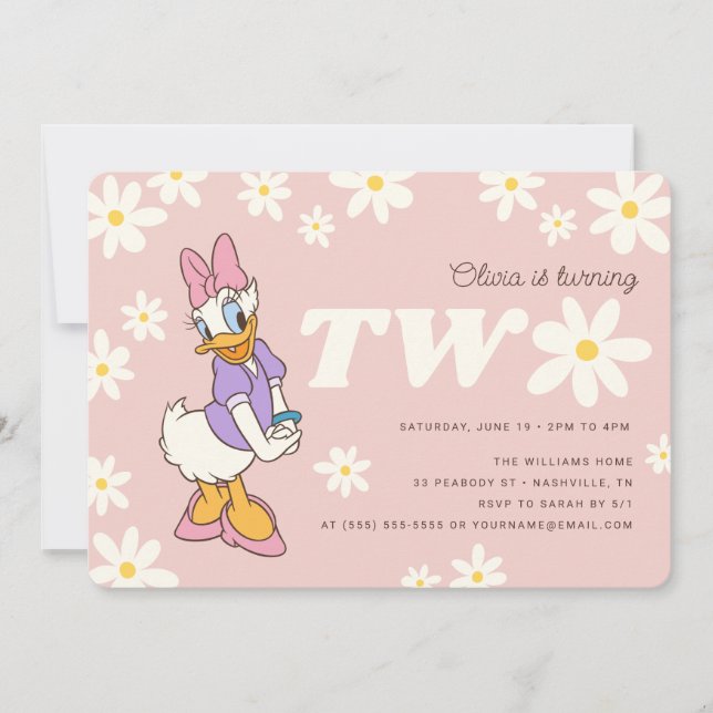 Retro Daisy Duck | Daisy 2nd Birthday Invitation (Front)