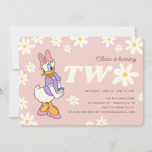 Retro Daisy Duck  Daisy 2nd Birthday Invitation