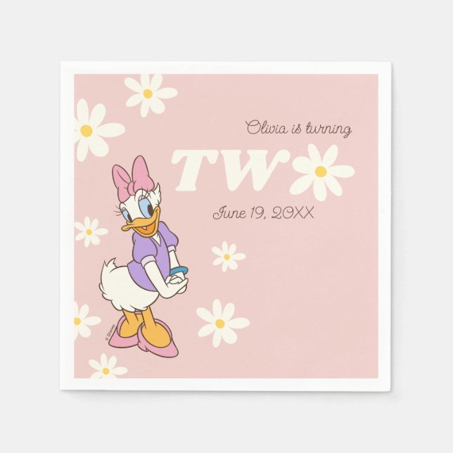 Retro Daisy Duck | Daisy 2nd Birthday Napkins (Front)
