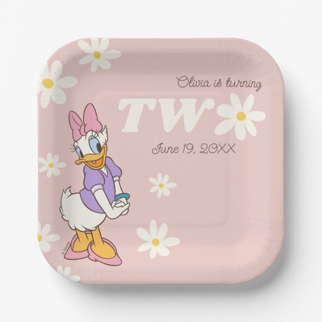 Retro Daisy Duck | Daisy 2nd Birthday Paper Plates (Front)