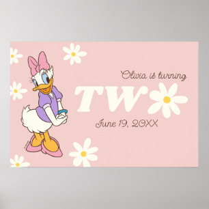 Retro Daisy Duck Daisy 2nd Birthday Poster