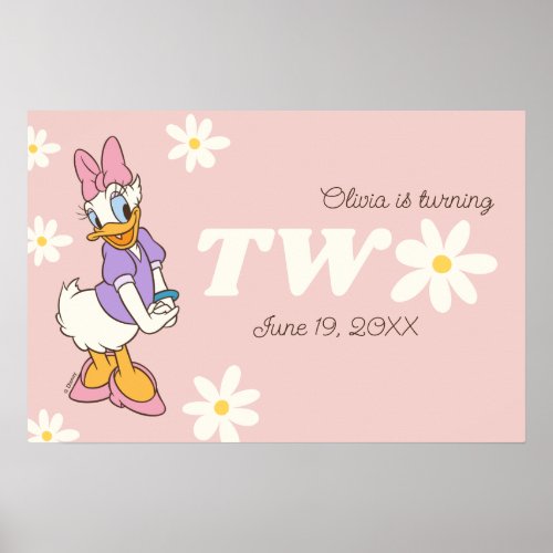 Retro Daisy Duck  Daisy 2nd Birthday Poster