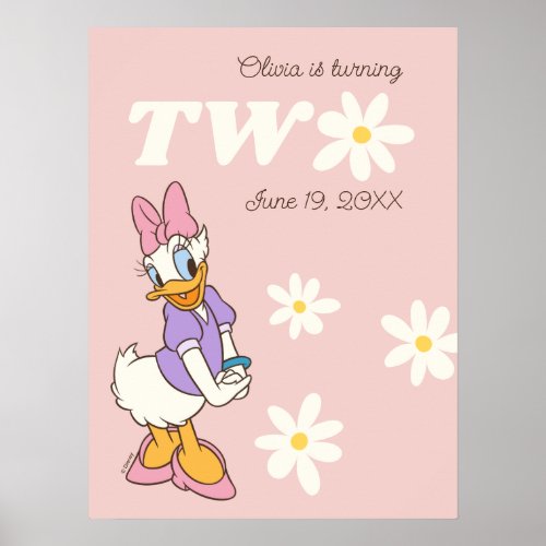 Retro Daisy Duck  Daisy 2nd Birthday Poster