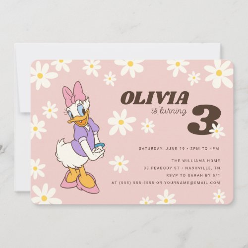 Retro Daisy Duck  Daisy Birthday Invitation