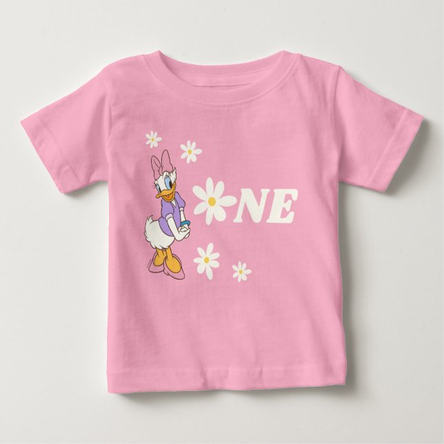 Retro Daisy Duck | Daisy First Birthday Baby T-Shirt (Front)