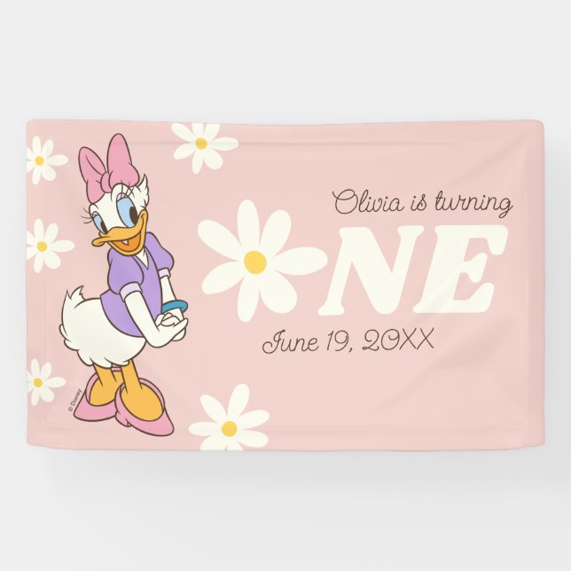 Retro Daisy Duck | Daisy First Birthday Banner (Horizontal)