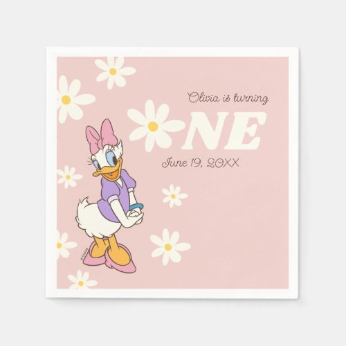 Retro Daisy Duck  Daisy First Birthday Napkins