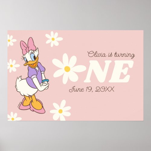 Retro Daisy Duck  Daisy First Birthday Poster