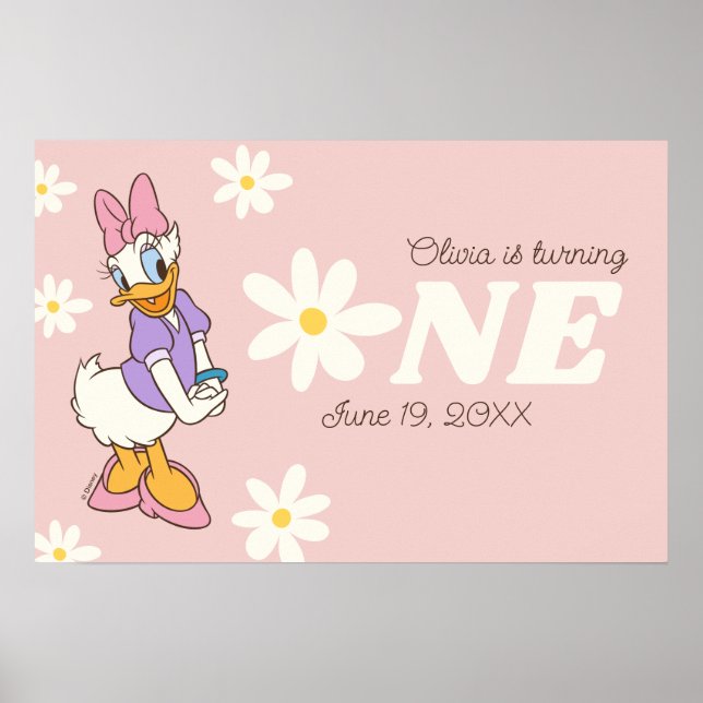 Retro Daisy Duck | Daisy First Birthday Poster (Front)