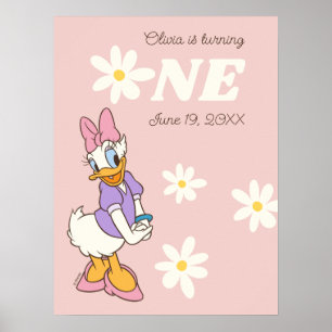 Retro Daisy Duck Daisy First Birthday Poster