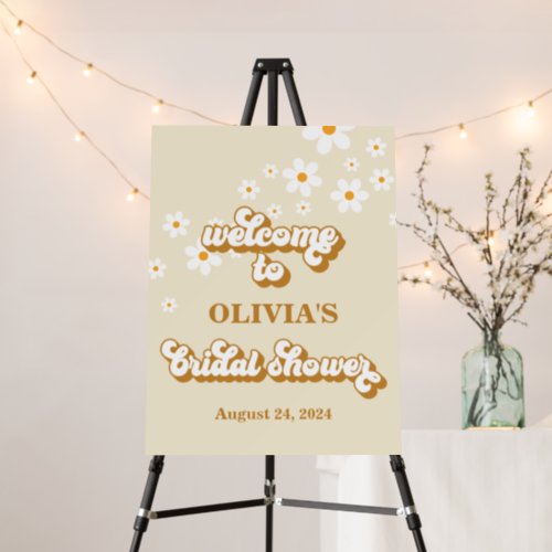 Retro Daisy floral Bridal Shower Welcome Foam Board