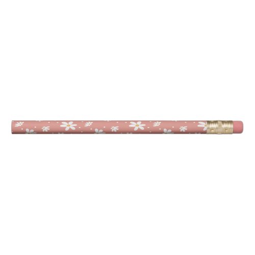 Retro Daisy Floral Hippy 60s 70s Pink White Flower Pencil