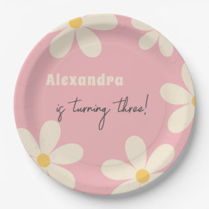 Retro Daisy floral kids birthday Paper Plates