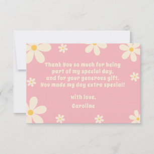 Retro Daisy floral kids birthday Thank You Card