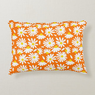 Retro daisy floral: orange vintage. accent pillow