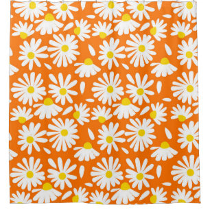 Retro daisy floral: orange vintage. shower curtain