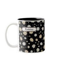 Retro Daisy Floral Pattern Boho Personalized Black