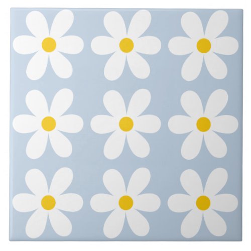 Retro Daisy Floral Pattern Ceramic Tile