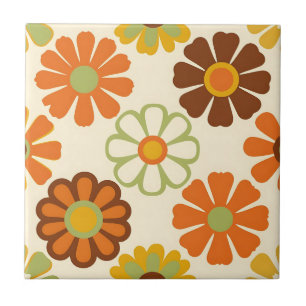 Retro Daisy Floral Pattern Ceramic Tile