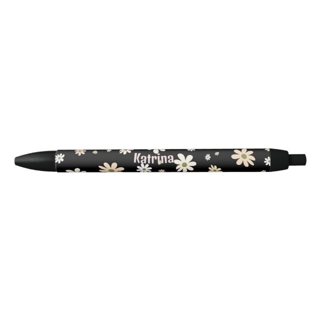 Retro Daisy Floral Pattern Personalized Pen (Front)