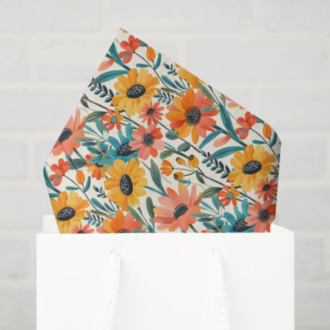 Retro Daisy Floral Tissue Paper (Gift Bag)