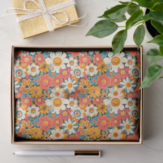 Retro Daisy Floral Tissue Paper (Gift)