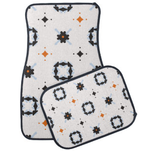 Retro Daisy Floral vintage Pattern Hand Drawn, Sea Car Floor Mat