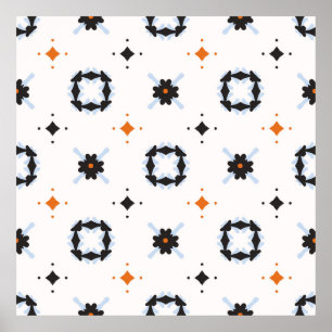 Retro Daisy Floral vintage Pattern Hand Drawn, Sea Poster