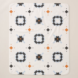 Retro Daisy Floral vintage Pattern Hand Drawn, Sea Sherpa Blanket