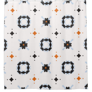 Retro Daisy Floral vintage Pattern Hand Drawn, Sea Shower Curtain