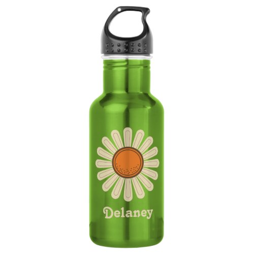 Retro Daisy Flower Graphic Personalized Stainless Steel Water Bottle
