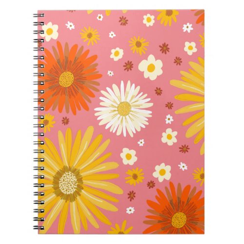 Retro Daisy Flower Pattern Notebook