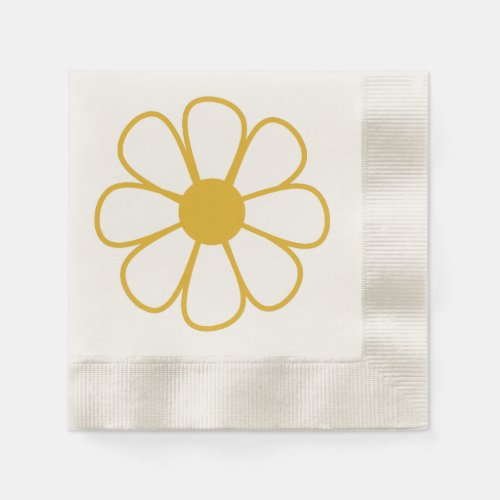 Retro Daisy Flower Single in Mustard Yellow Napkins