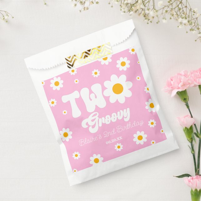 Retro Daisy Flower Two Groovy 2nd Birthday Party Favor Bag (Sealed)