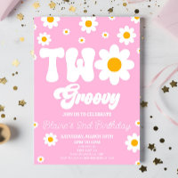 Retro Daisy Flower Two Groovy 2nd Birthday Party