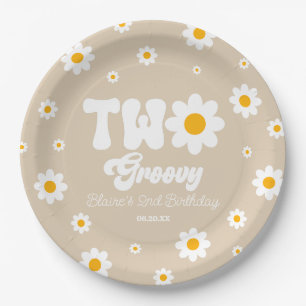 Retro Daisy Flower Two Groovy 2nd Birthday Party Paper Plates