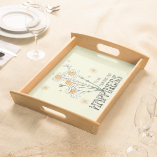 Retro Daisy "Flowers Are Happiness" Serving Tray