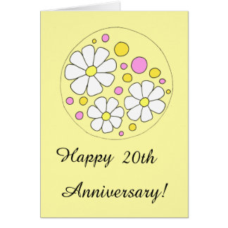 Retro Daisy Flowers Happy 20th Anniversary Card