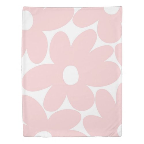 Retro Daisy Flowers in Blush Pink 1 floral art Duvet Cover