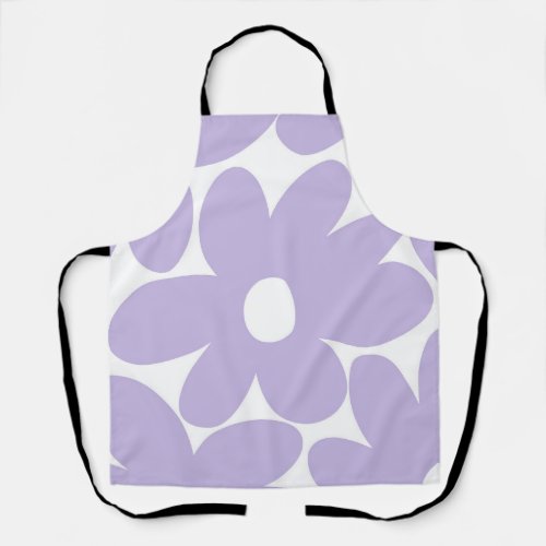 Retro Daisy Flowers in Lavender 1 floral art  Apron