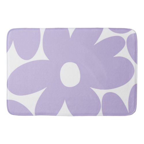 Retro Daisy Flowers in Lavender 1 floral art  Bath Mat