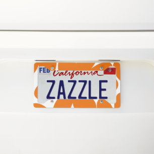 Retro Daisy Flowers in Orange #1 #floral #pattern  License Plate Frame