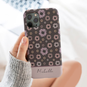 Retro Daisy Flowers Personalized with Name Floral iPhone 11 Pro Max Case
