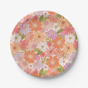 Retro Daisy Garden Paper Plates