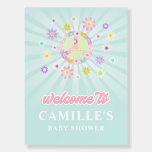 Retro Daisy Girl Baby Shower Welcome Sign