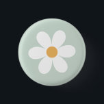 Retro daisy green boho button<br><div class="desc">Retro inspired first birthday button with 70's style daisies and boho fonts and colors.</div>