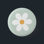 Retro daisy green boho button<br><div class="desc">Retro inspired first birthday button with 70's style daisies and boho fonts and colors.</div>