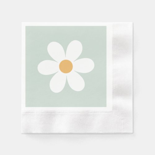 Retro daisy green boho napkins